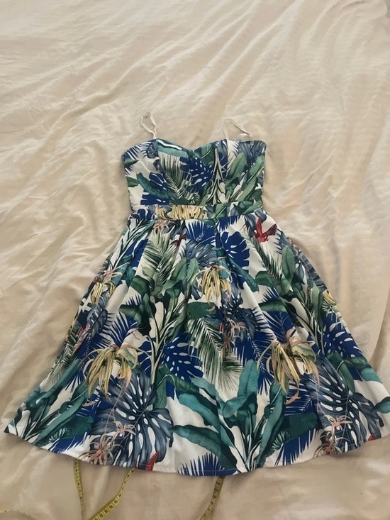 Other - Tropical Print Strapless Kids Dress in Green and Blue